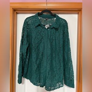Torrid Size 2 Lace Green Button down shirt